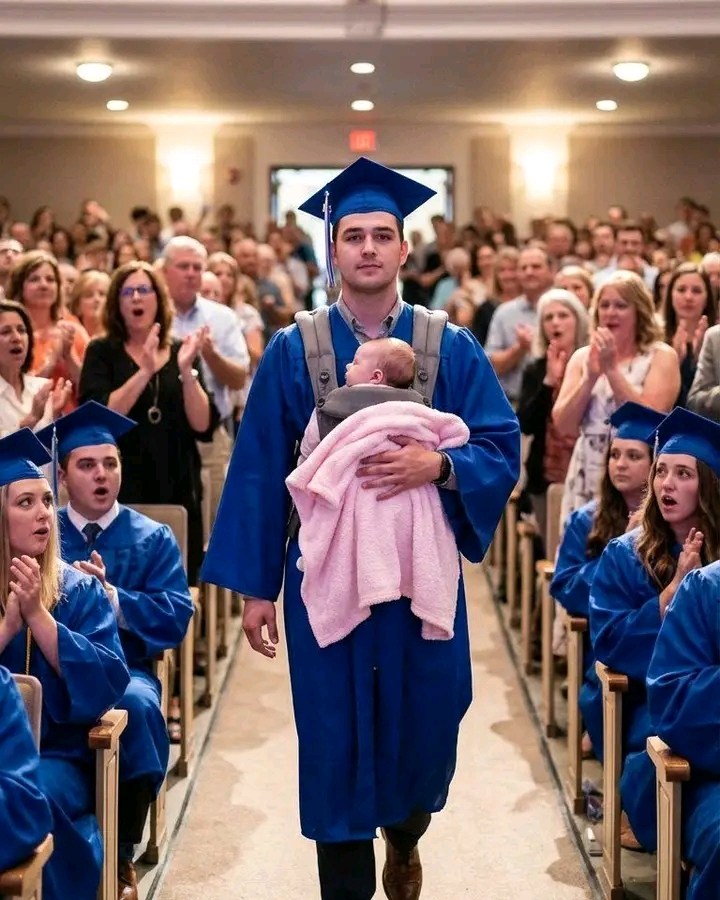 They Laughed When My Son Crossed the Graduation Stage with a Newborn in His Arms – A Woman Whispered: “Just Like His Mother…”